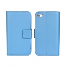 iPhone 4 4s - Genuine Leather Flip Stand Protective Phone Cover Case Wallet - Blue